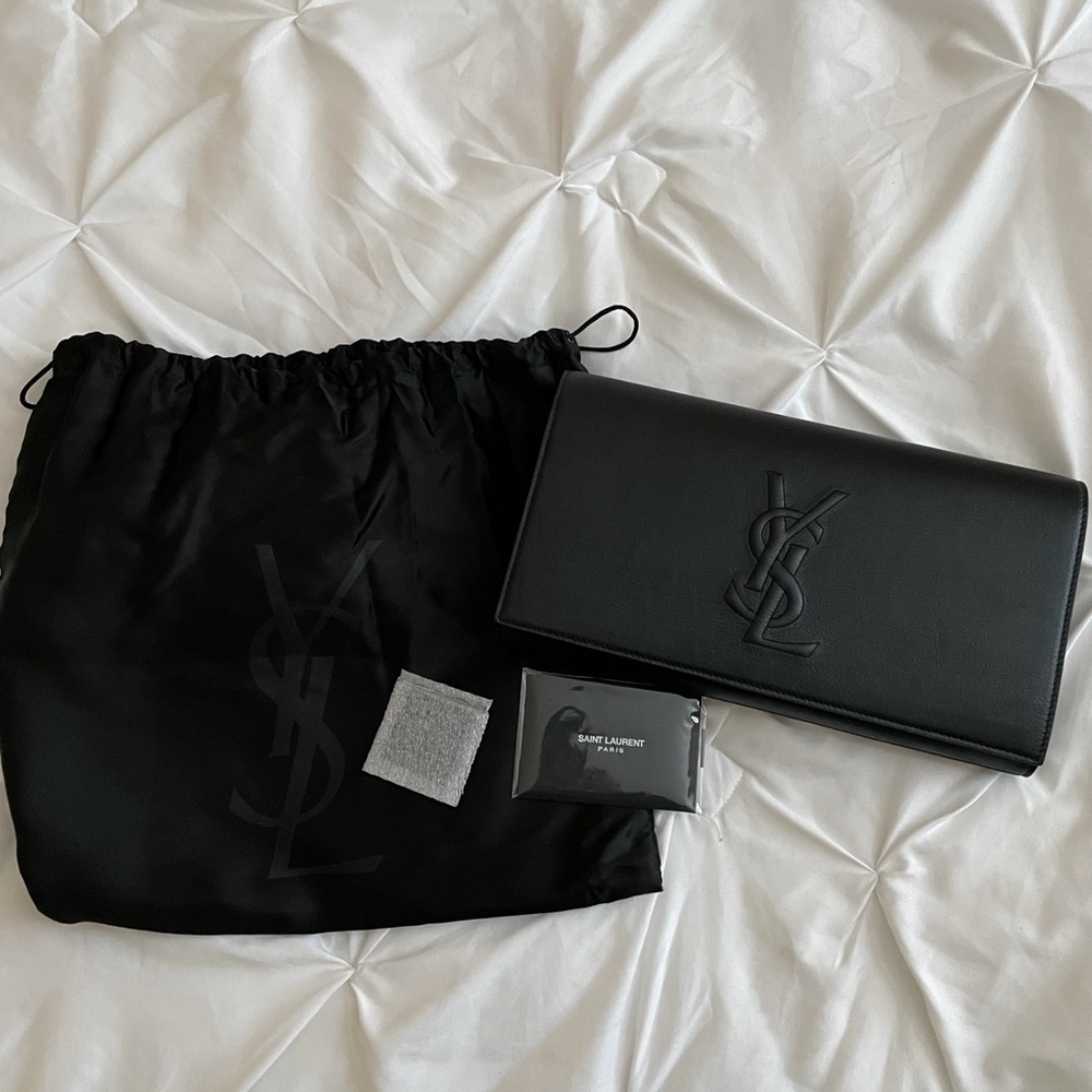 Saint Laurent Belle De Jour Leather Black Clutch